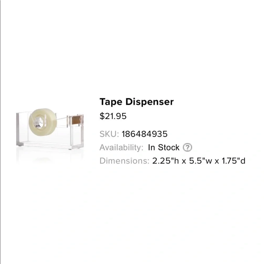 Z Galleris tap dispenser size 2.25” by 5.5” by 1.75”